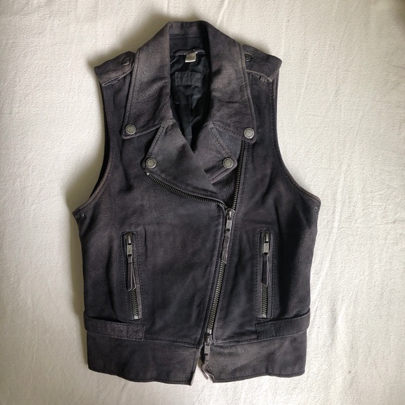 Diesel Suede Moto Vest : Size Small : Lamb Leather - Picture 1 of 8
